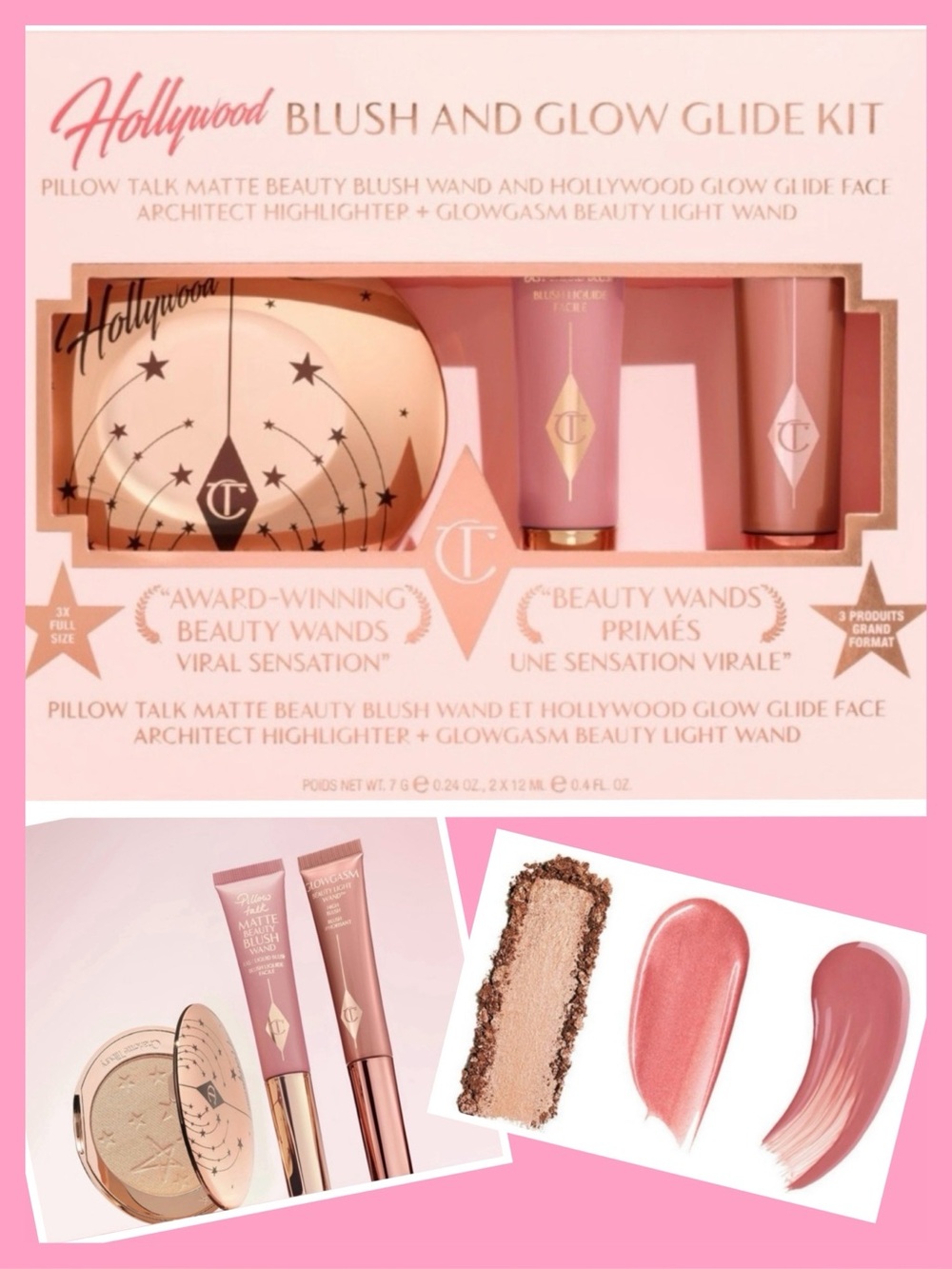 CHARLOTTE TILBURY HOLLYWOOD BLUSH AND GLOW GLIDE KIT - NEW IN BOX